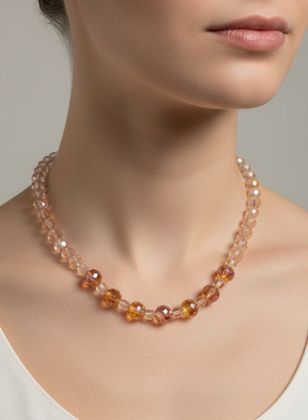 Faceted Amber Glass Jewelry Set - Exclusive (Only 1 Made)
