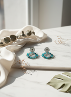 Handmade Trolleite Stone Beaded Hoop Earrings