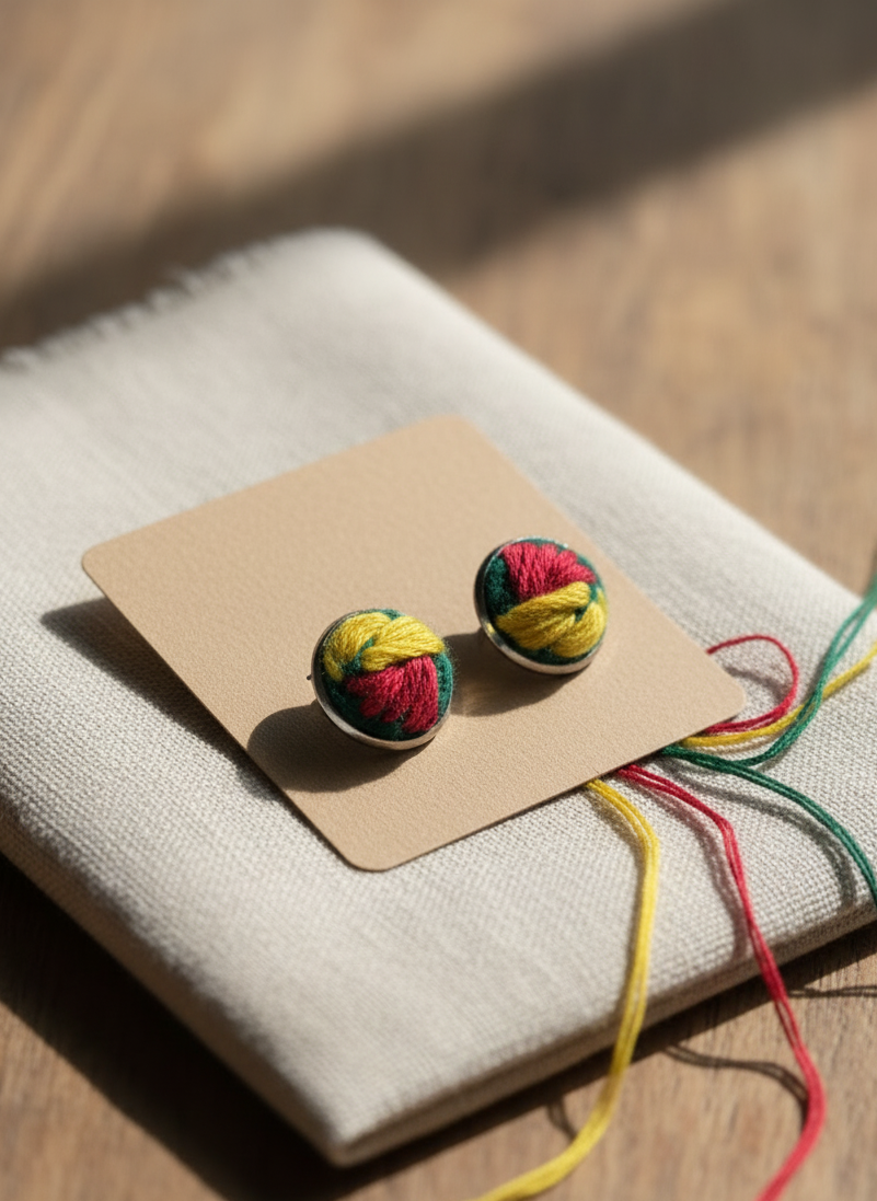 Heritage Embroidered Hypoallergenic Stud Earrings - A Must Have