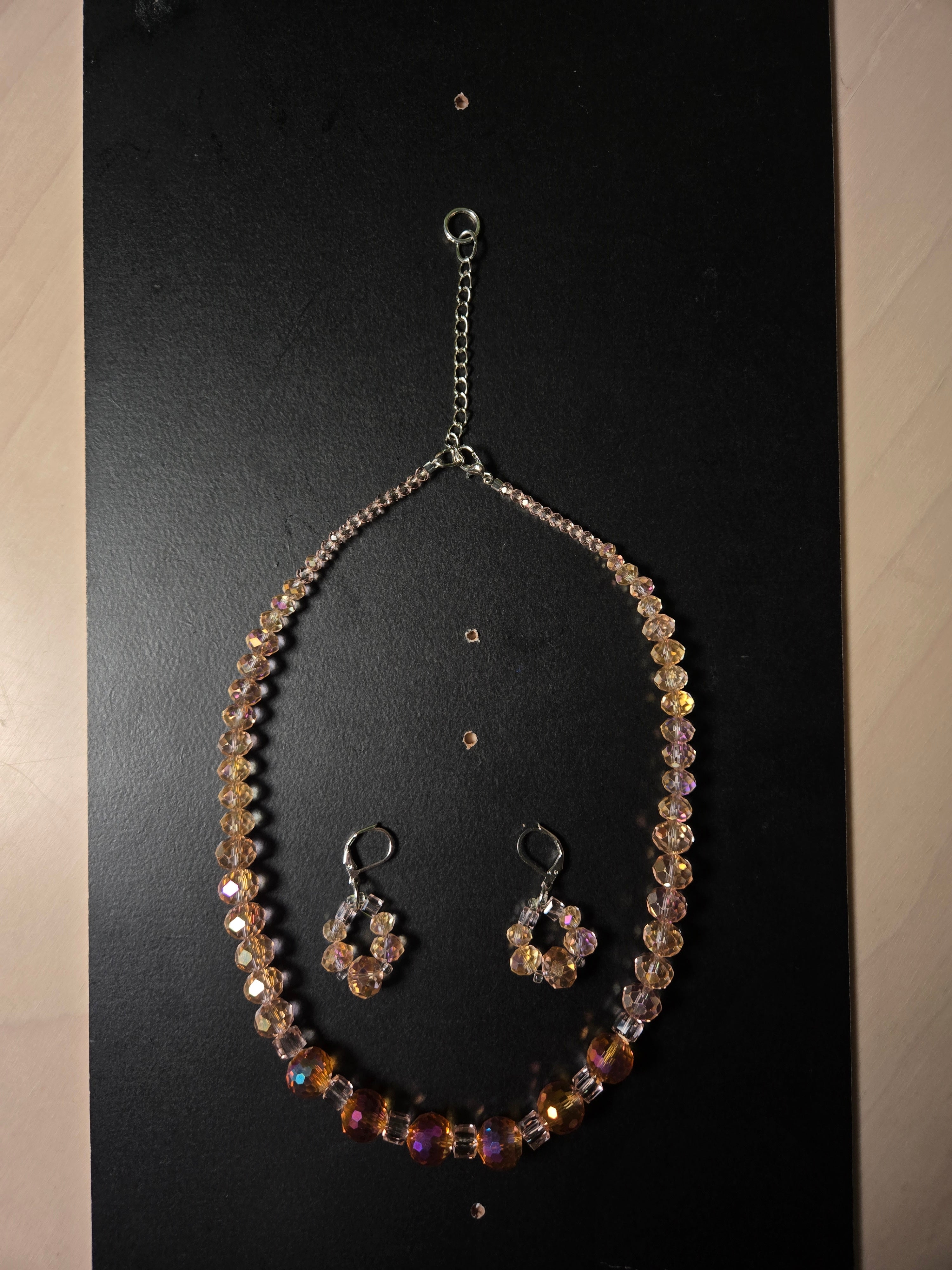 Faceted Amber Glass Jewelry Set - Exclusive (Only 1 Made)