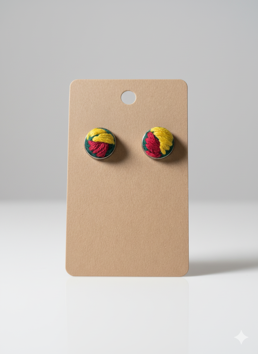 Heritage Embroidered Hypoallergenic Stud Earrings - A Must Have