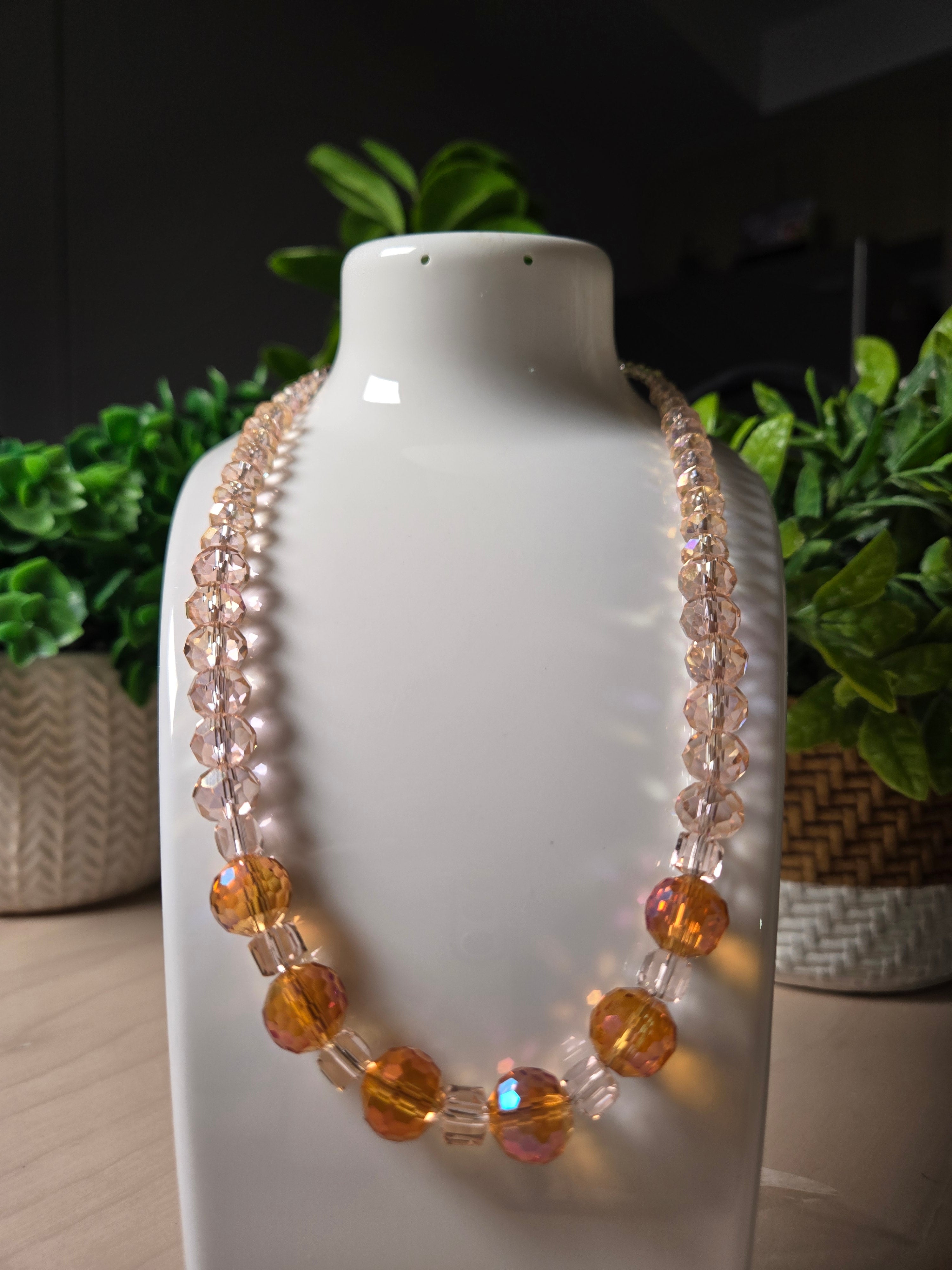 Faceted Amber Glass Jewelry Set - Exclusive (Only 1 Made)
