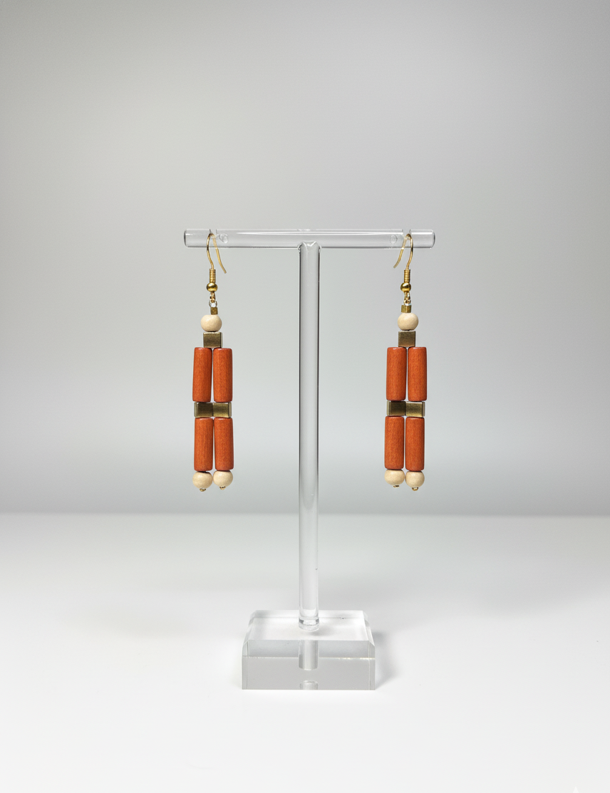 Handmade Earthy Wood Dangle Earrings - Exclusive (Only 1 Made)