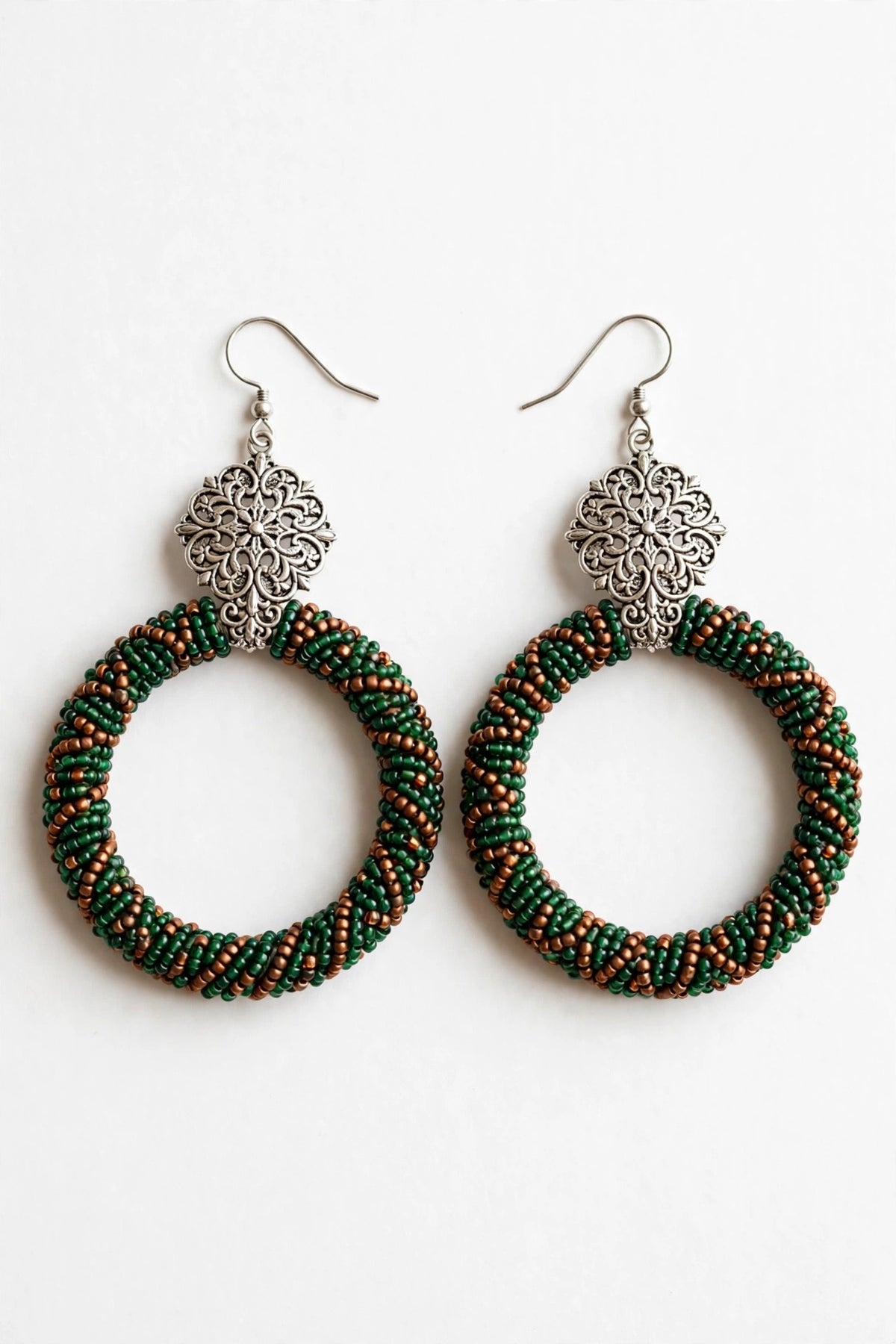 Emerald Ember Beaded Hoops – Showroom (Display Only)