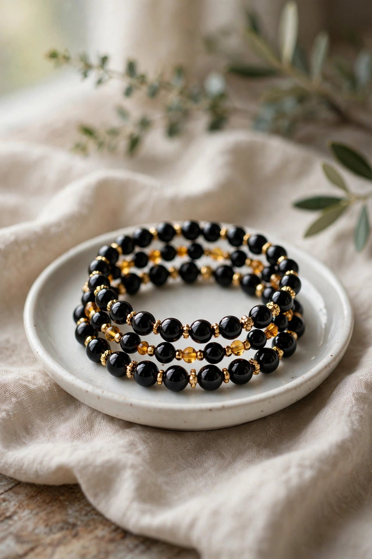 Onyx Gold Beaded Bracelet Stack – Exclusive (Only 1 Made)