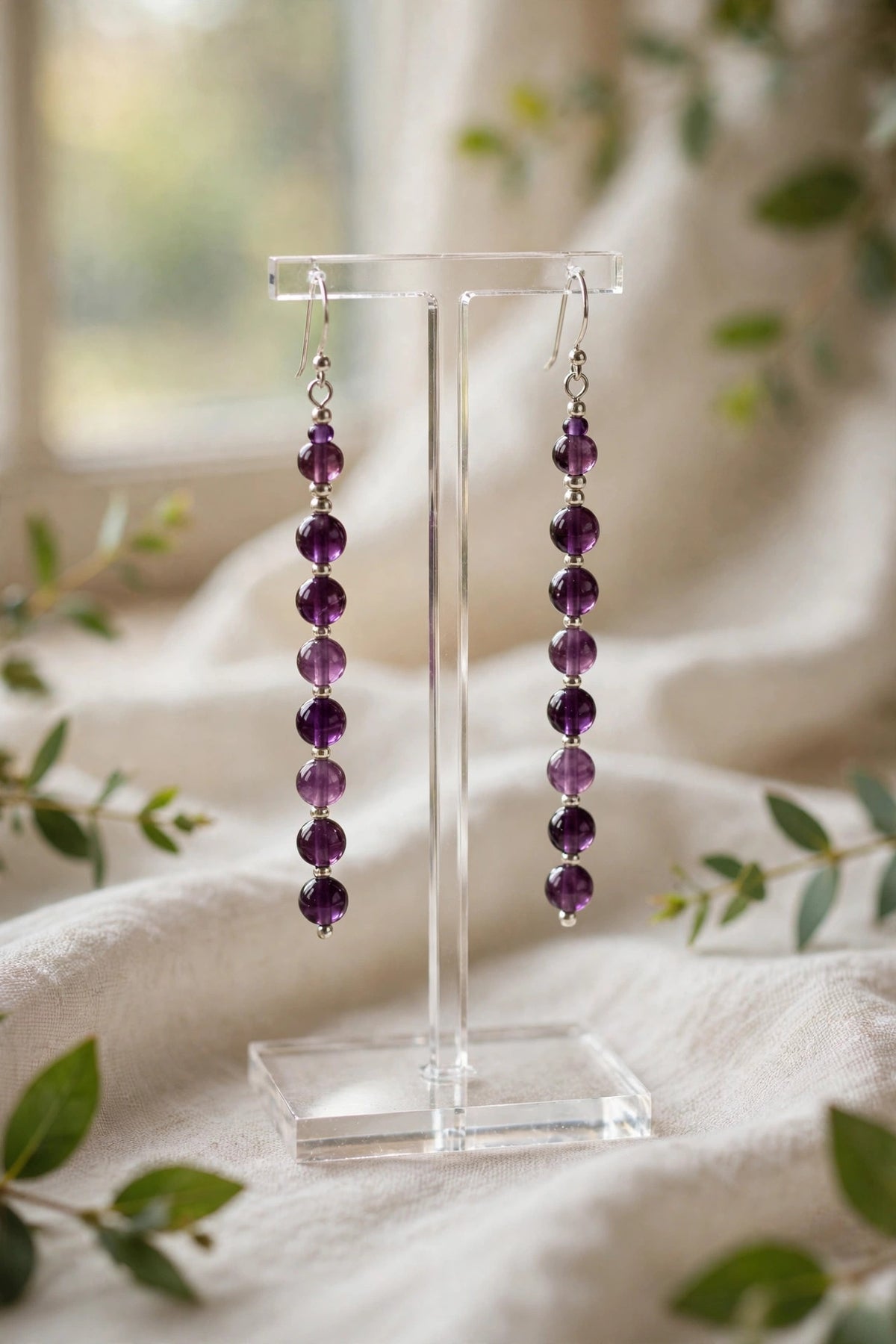 Amethyst Dusk Beaded Dangle Earrings – Exclusive (Only 1 Made)